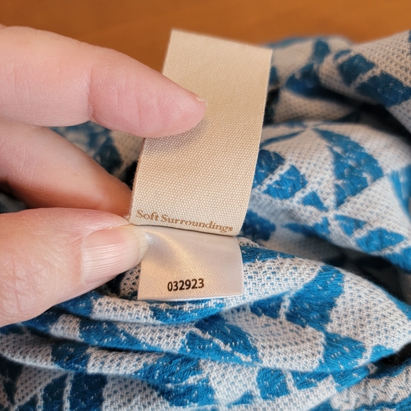 Soft Surroundings Narah Wide Leg Palazzo Pant Blue & White Geometric Print 1X - Picture 15 of 15